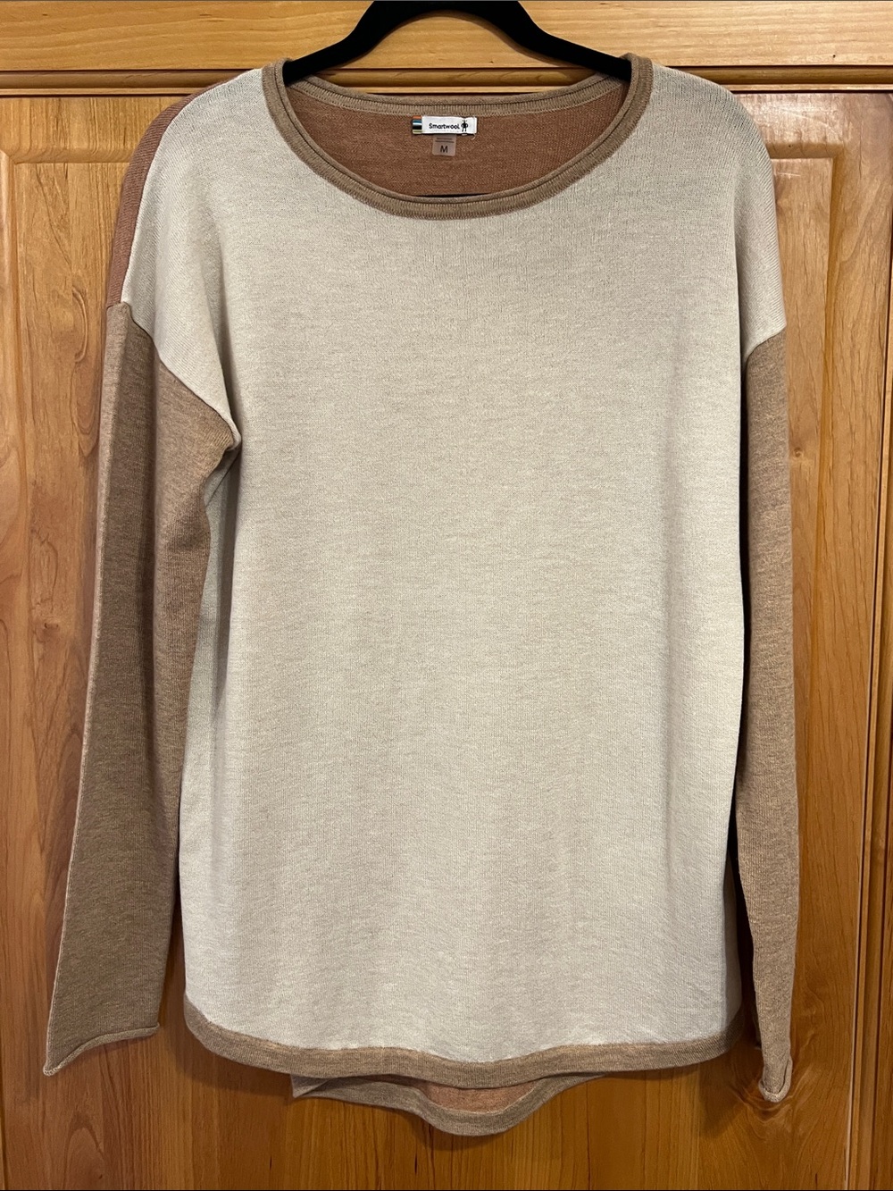 Smartwool Cream and Brown Colorblock Crewneck Sweater - Picture 3 of 8